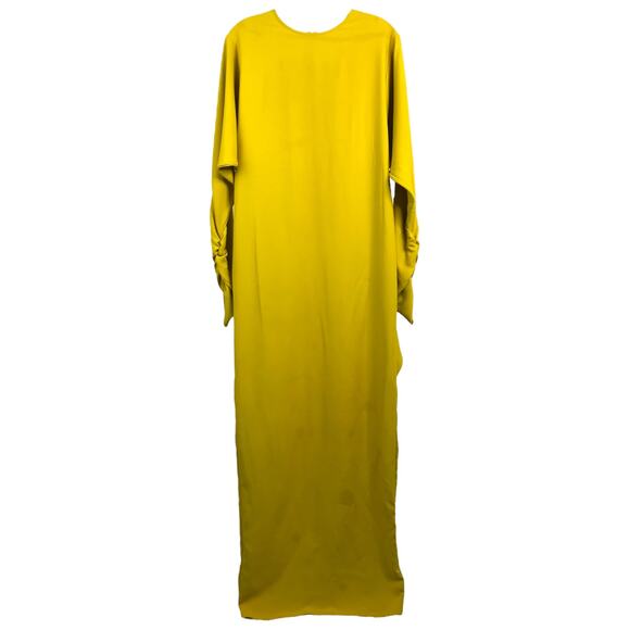 ASOS Design Maxi Dress Womens Sz 8 Yellow Ruched Long Sleeve - Picture 3 of 12